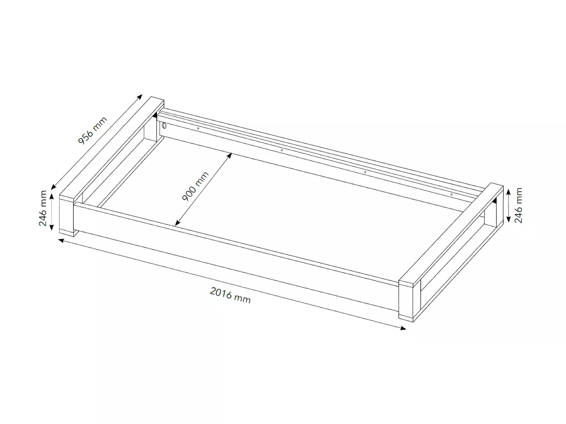 Lit gigogne 90x190 cm bois massif bois POKA