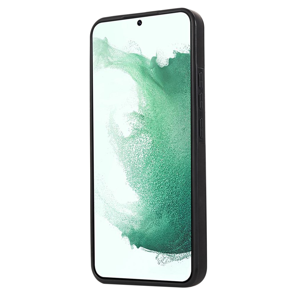 Samsung Galaxy S23 5G Necklace Leder Hülle im Litchi Look mit Spiegel (RFID Schutz) - Schwarz