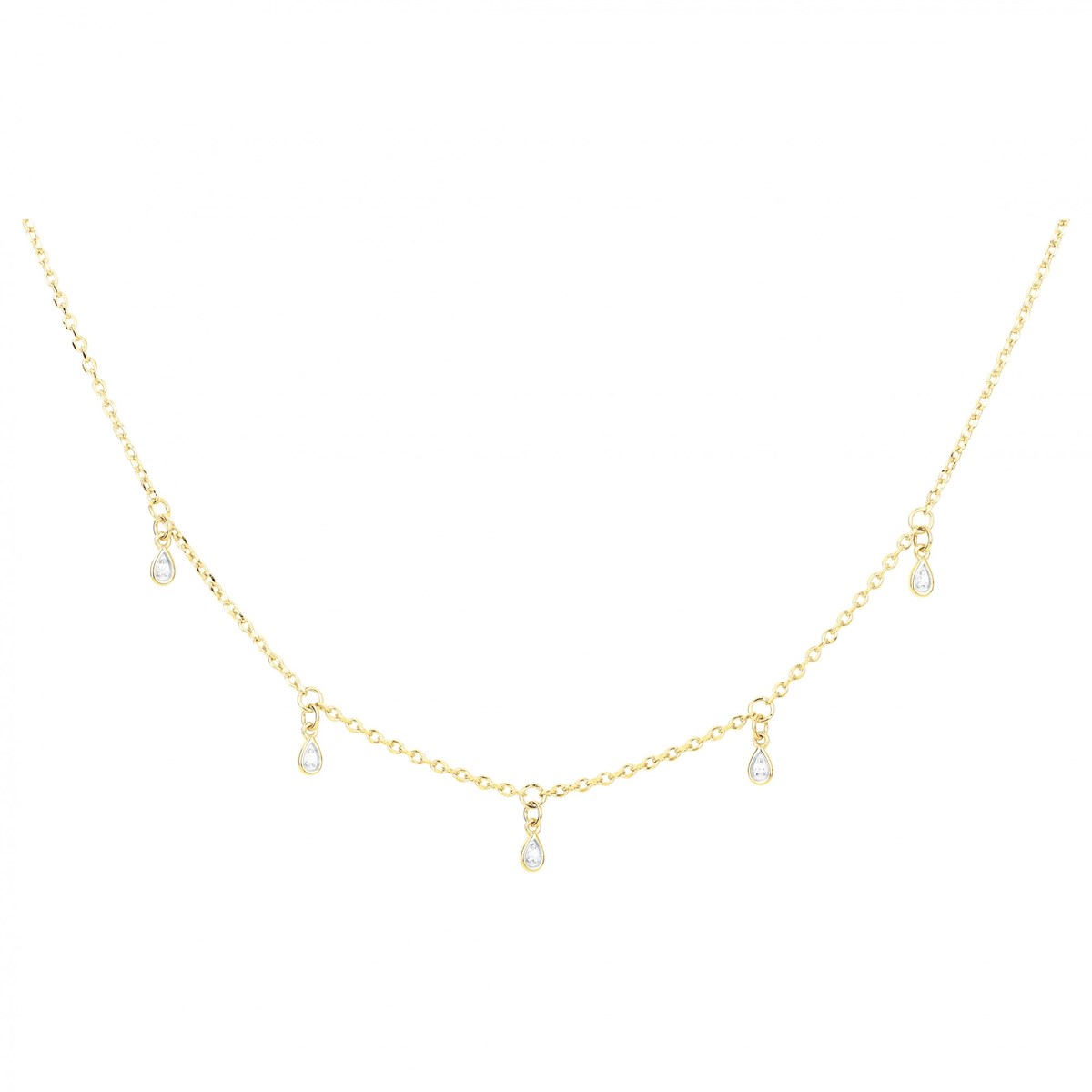Collier en Plaqué Or avec oxyde de zirconium blanc