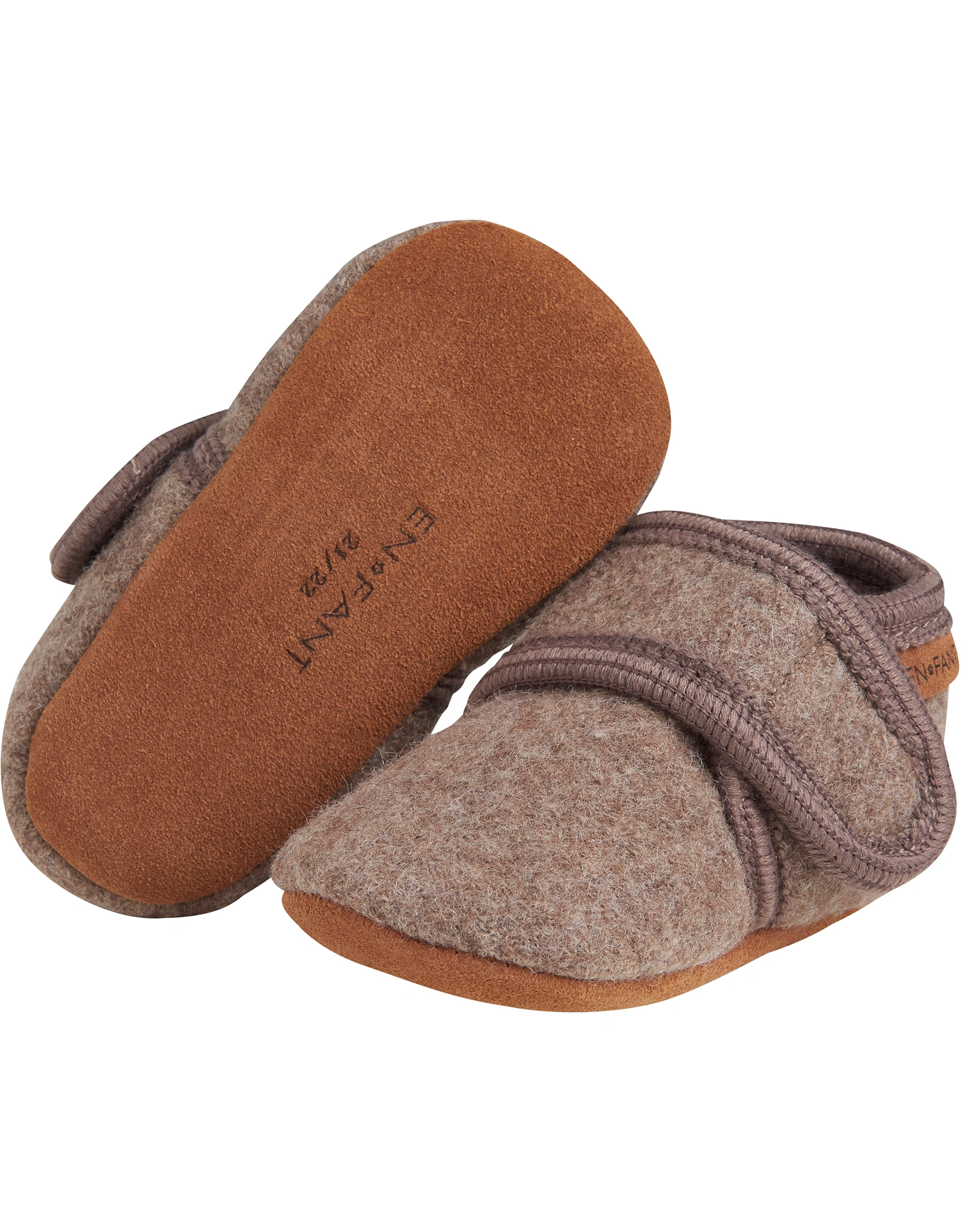 Klett-Krabbelschuhe MOBIL aus Wolle in walnut