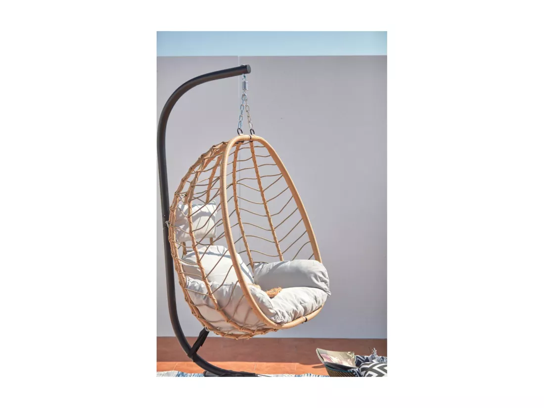 Fauteuil suspendu beige résine & Acier LIMA