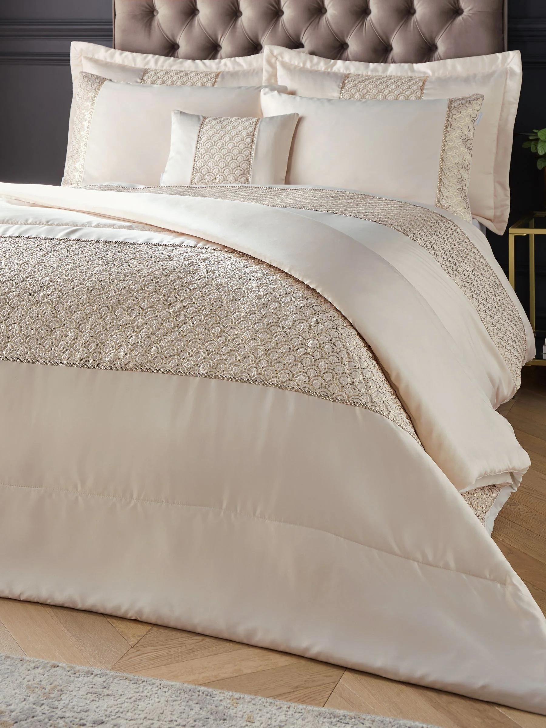 Catherine Lansfield Deco glamour doorgestikte kussenslopen met pailletten
