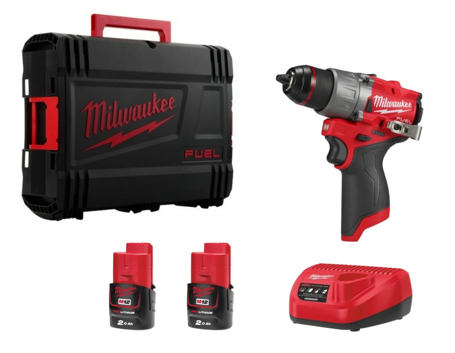 Milwaukee M12 FDD2-202X 12V Li-ion accu subcompacte boormachine set (2x 2.0Ah accu) in HD Box