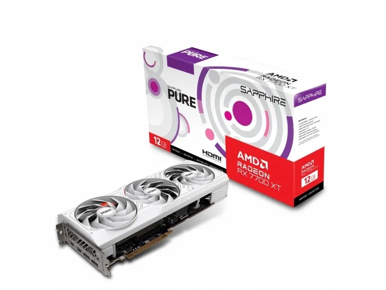 Sapphire Pure Radeon RX 7700 XT 12GB - Grafikkort - Radeon RX 7700 XT - 12 GB GDDR6 - PCIe 4.0 x16 - 2 x DisplayPort, 2 x HDMI