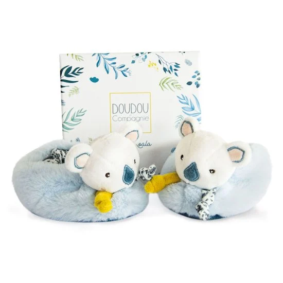 Yoca Le Koala Chaussons avec Hochet   Blanc/bleu        0-6 mois   de               Doudou et Compagnie
