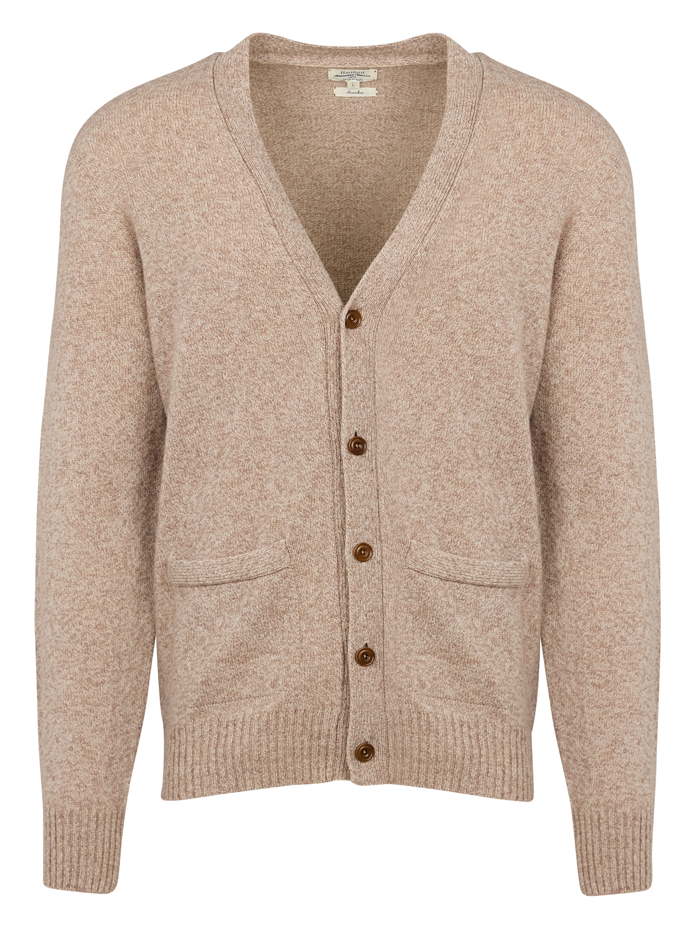 Gilet droit col V en laine | Vert