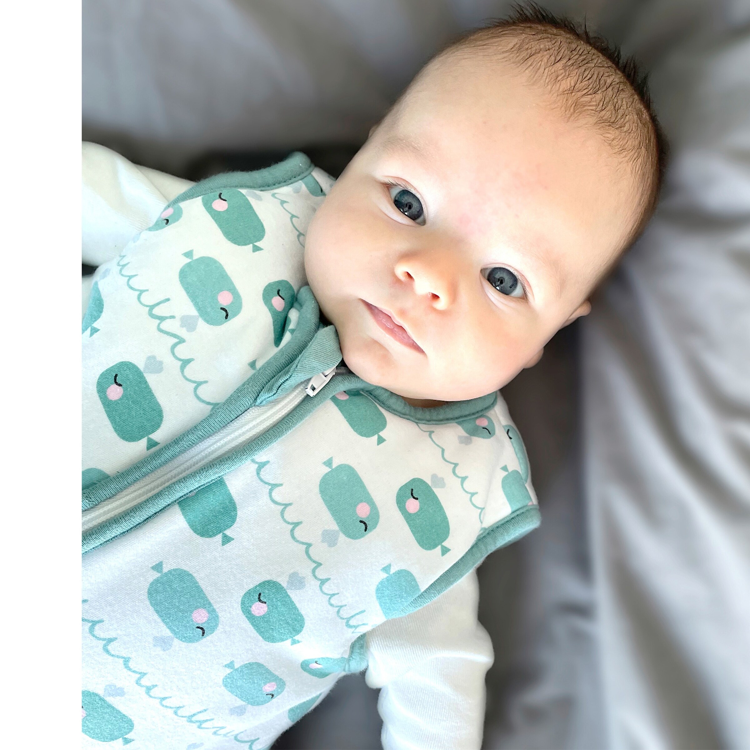 emma & noah Ganzjahres-Sleepoverall 2.5 TOG Exklusivdesign Wal grün / mint