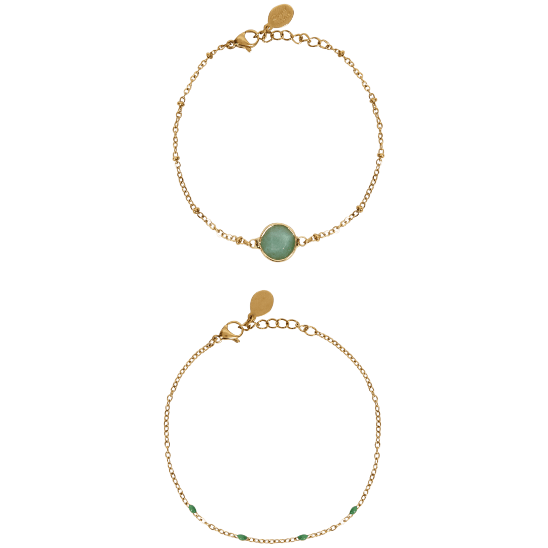Gold plated armbandjes met edelsteen 2 stuks | diverse varianten