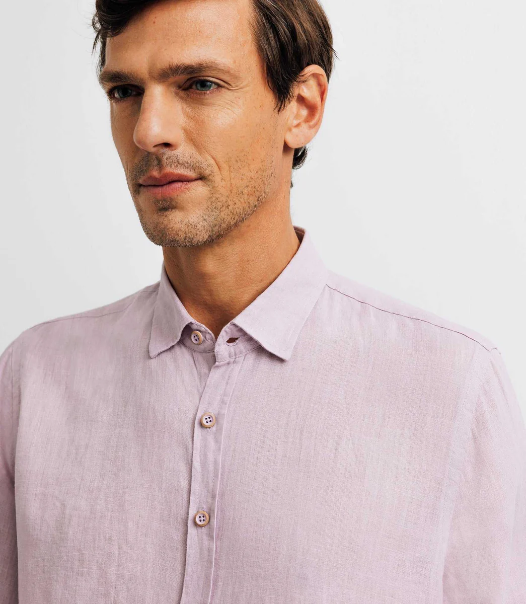 Chemise unie en lin parme