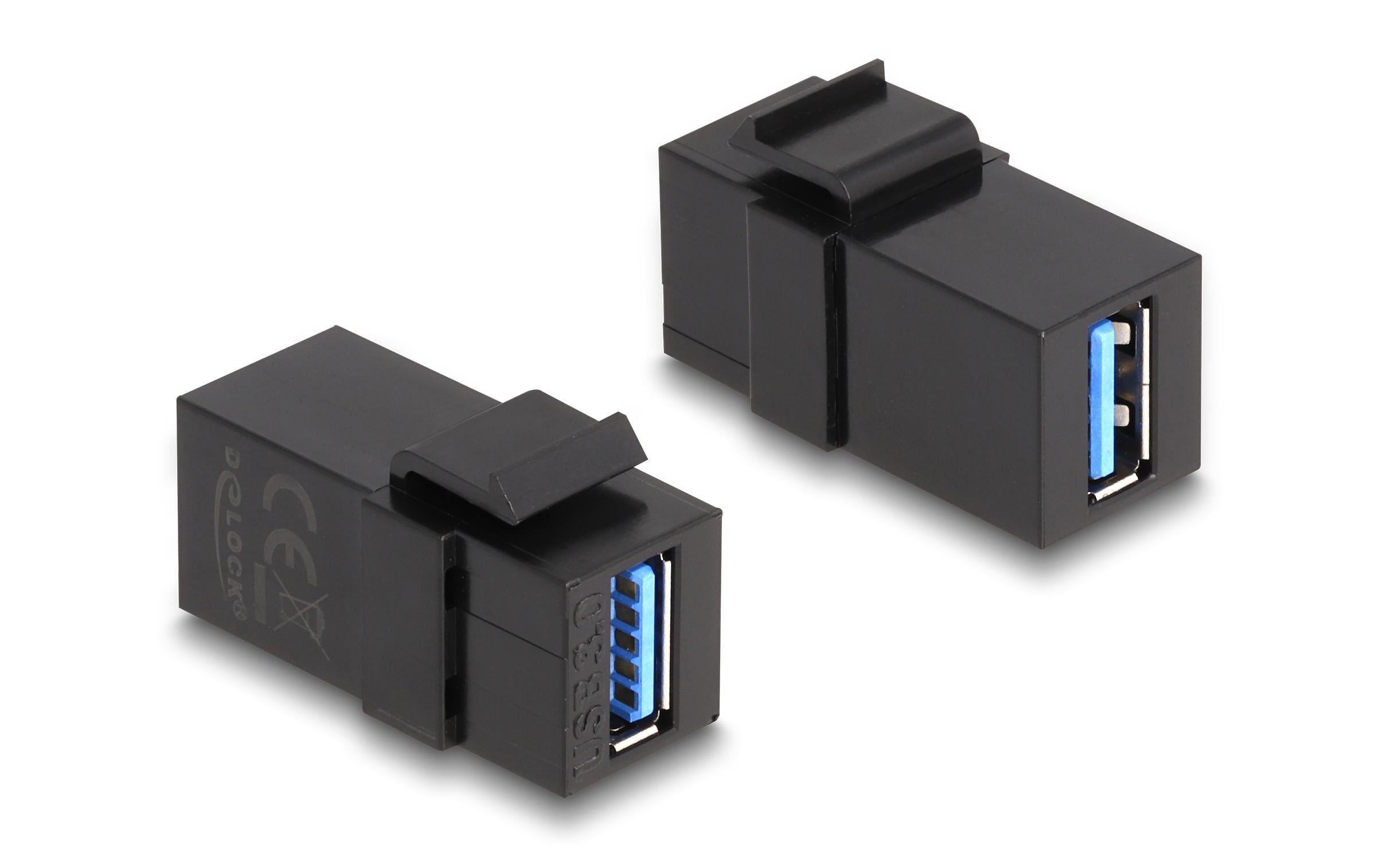 Keystone-Modul USB 3.0 A SchwarzDelock Keystone Modul USB 3.0 A Buchse zu USB 3.0 A Buchse, Schwarz (1:1)