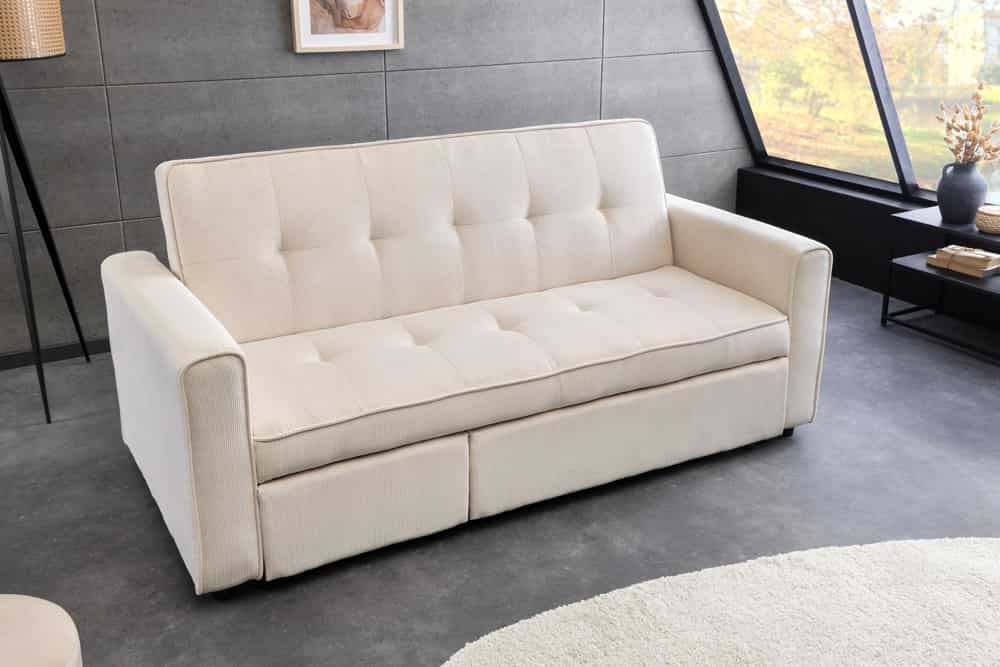 Ausziehbares Schlafsofa SMART 180cm beige Cord 2-Sitzer Couch mit Nosagfederung