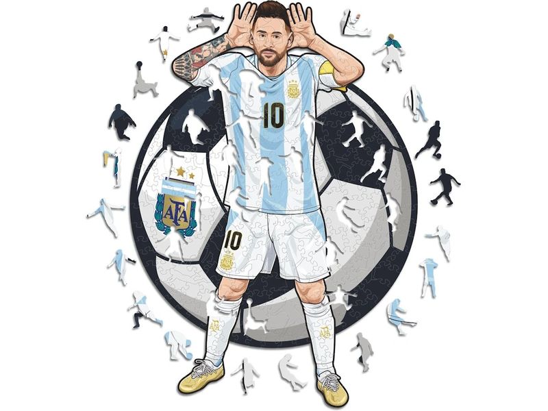 Iconic Puzzle Lionel Messi (Argentina) Offiziell lizenziertes Holzpuzzle, Grösse M