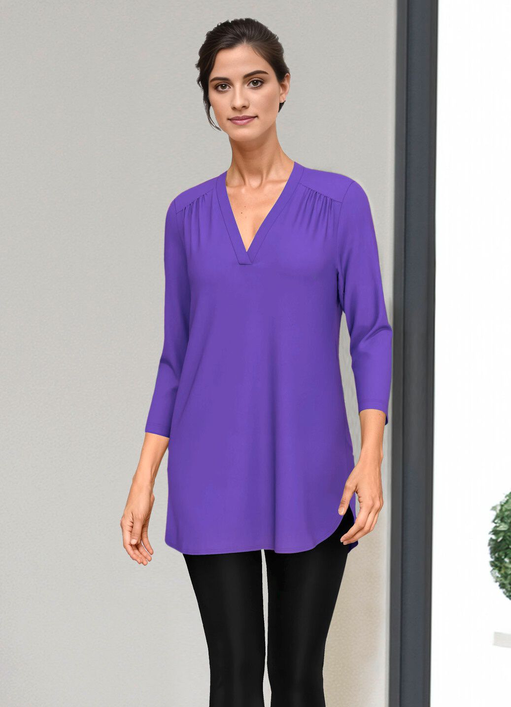 Shirt-Tunika mit V-Ausschnitt