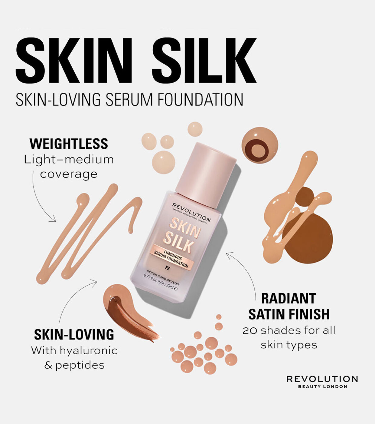 Revolution - Base de maquiagem Skin Silk Serum Foundation - F10