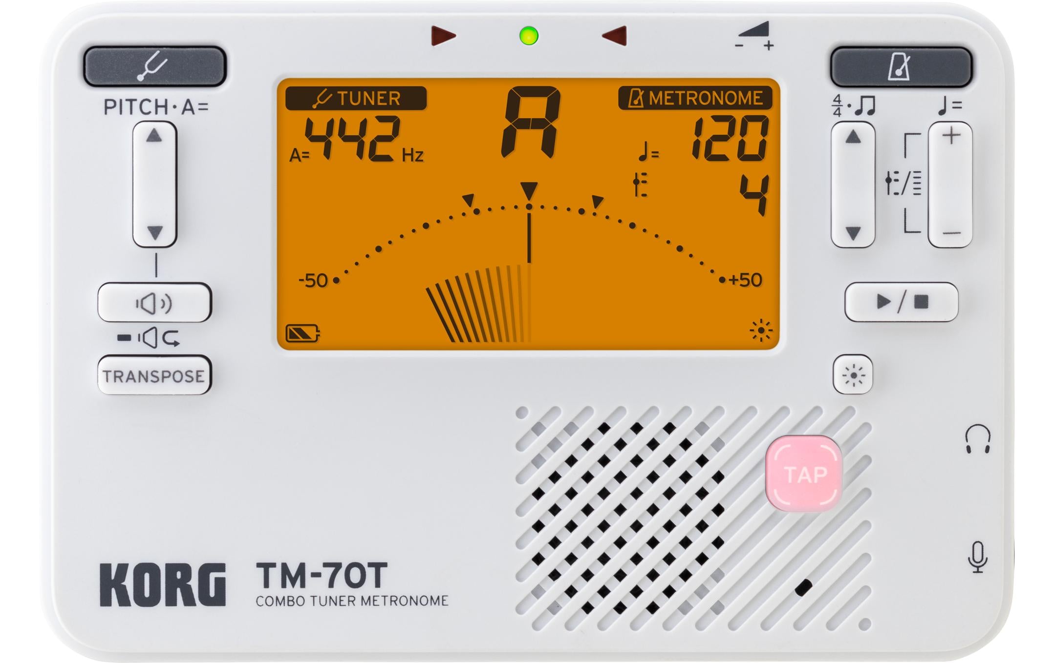Stimmgerät TM-70 WeissKombination aus Stimmgerät und Metronom in einem kompakten Gehäuse