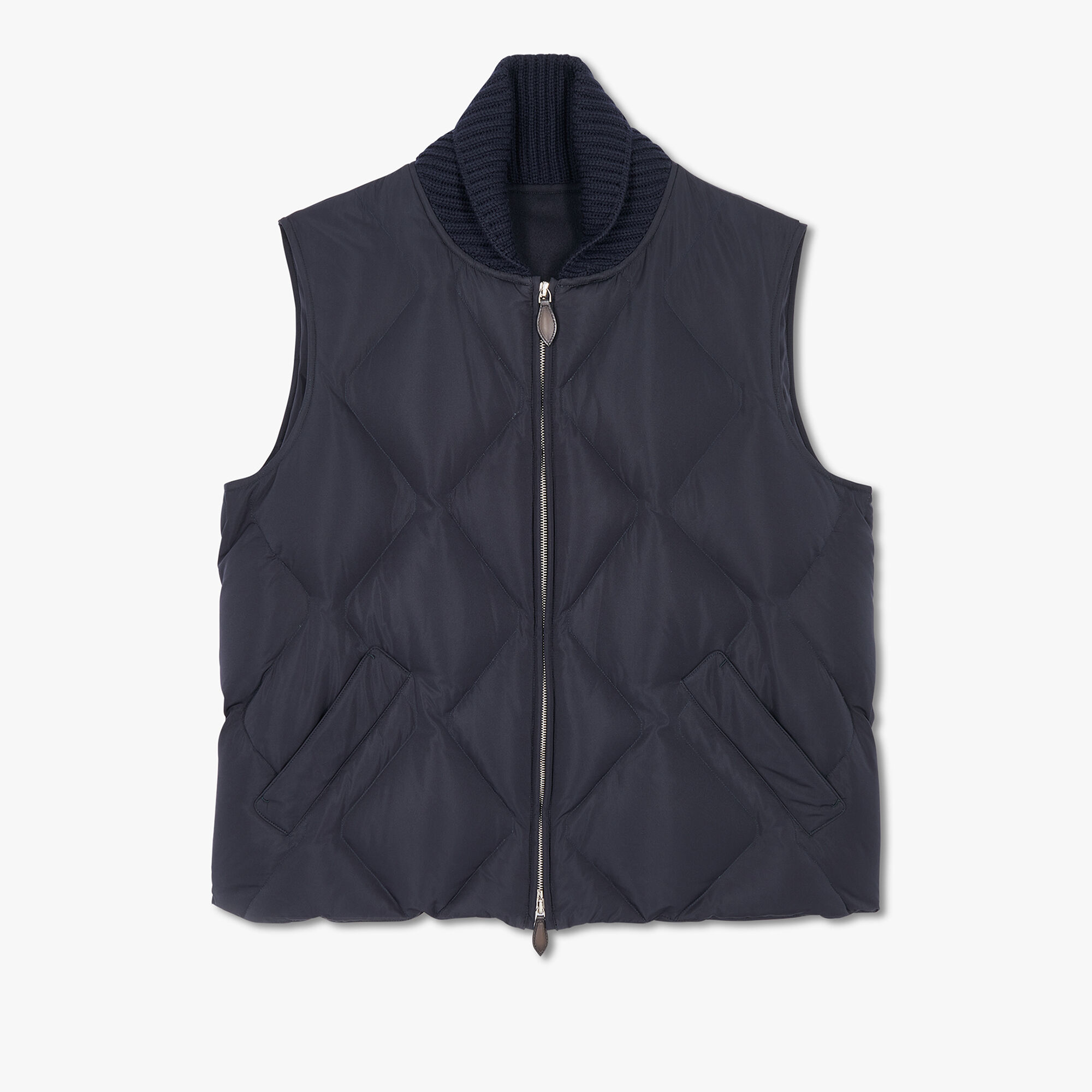 Doudoune Sans Manches En Nylon Matelasse Avec Col En Maille