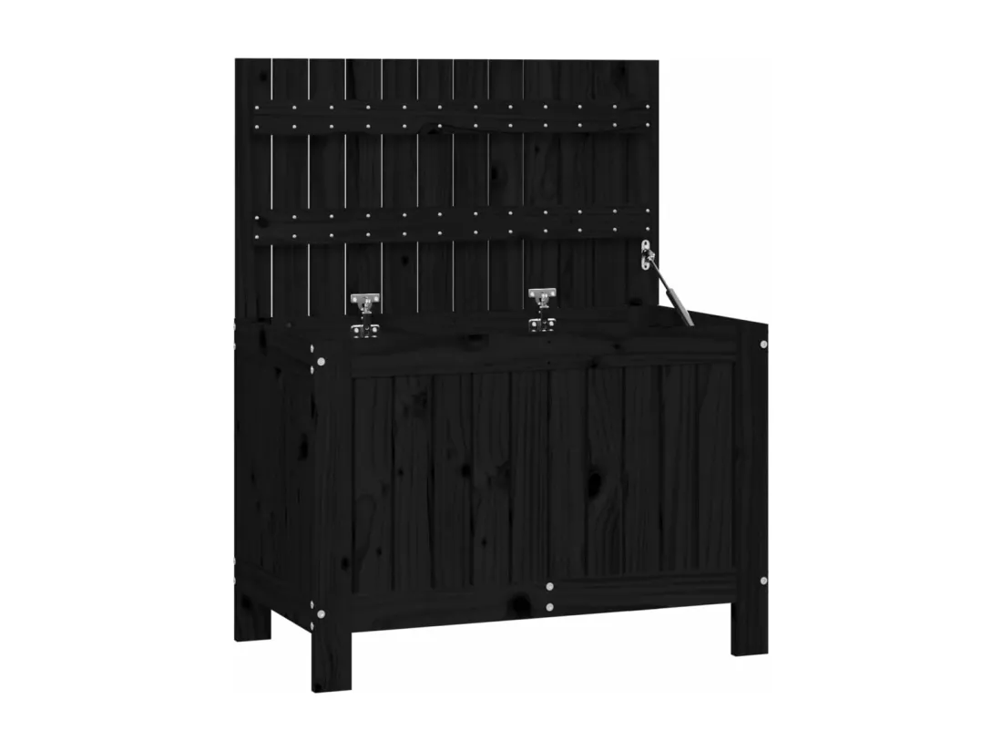 Boîte de rangement de jardin Noir 76x42,5x54 cm Bois massif pin