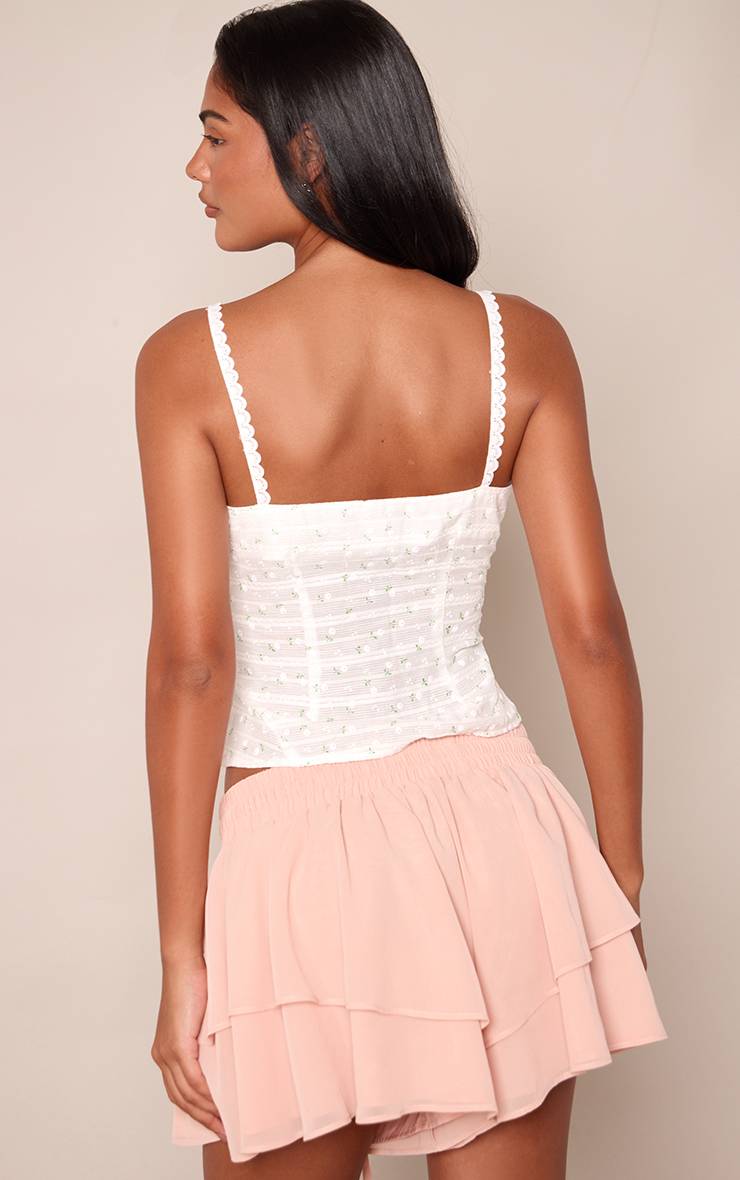 Whitefloral Débardeur Caraco Blanc À Fleurs En Coton Avec Boutonnage