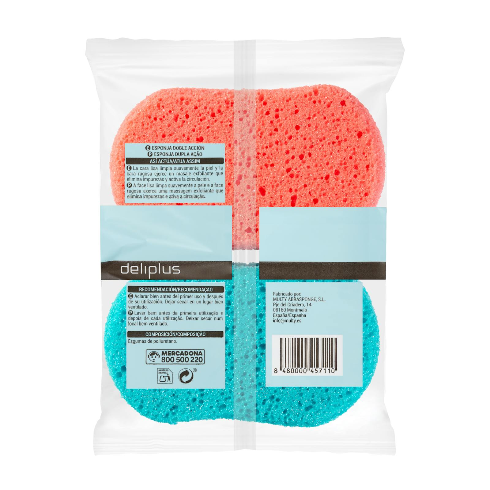 Éponge de bain double action à massage doux Deliplus