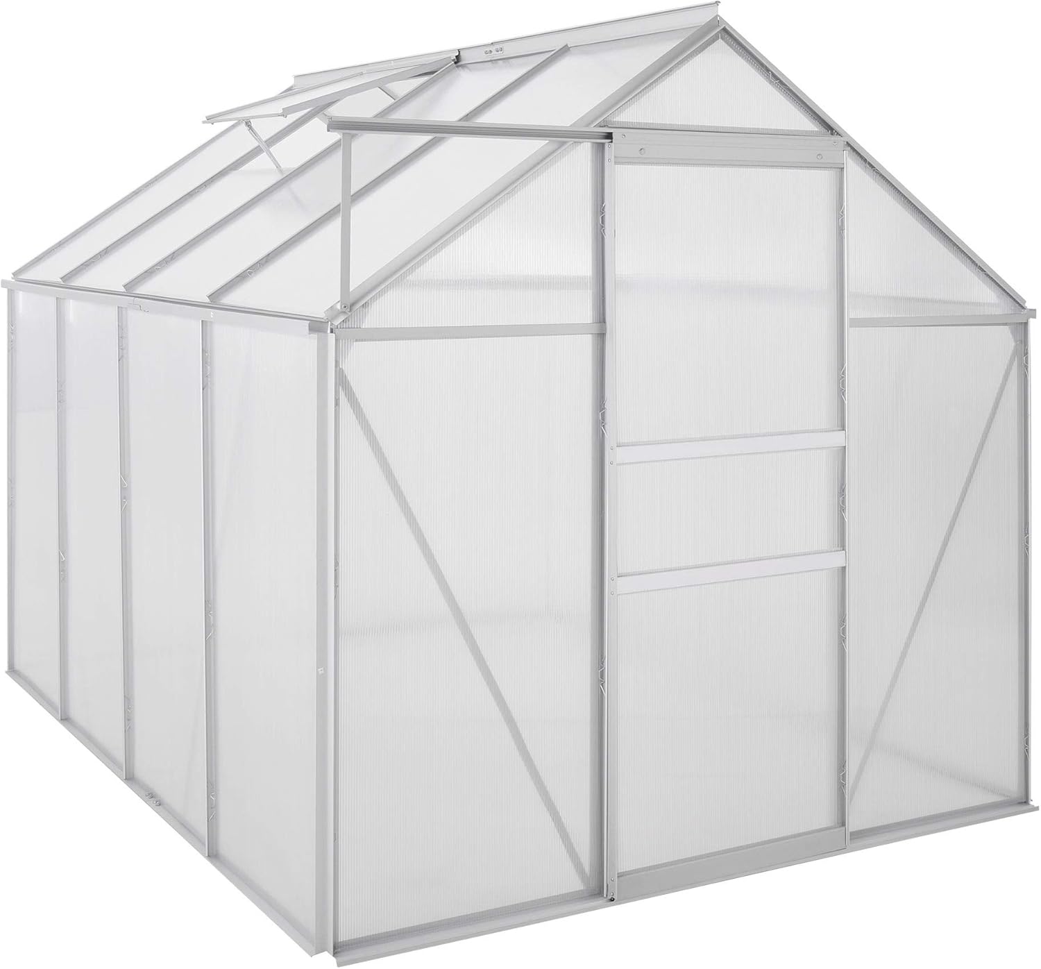 Zelsius Aluminium Gewächshaus 250 x 190 cm | 4 mm Hohlkammerplatten, UV-beständig, Winterfest | Treibhaus, Pflanzenhaus, Tomatenhaus, Frühbeet, Anbau Gewächshaus, Tomatengewächshaus, Gartenhaus
