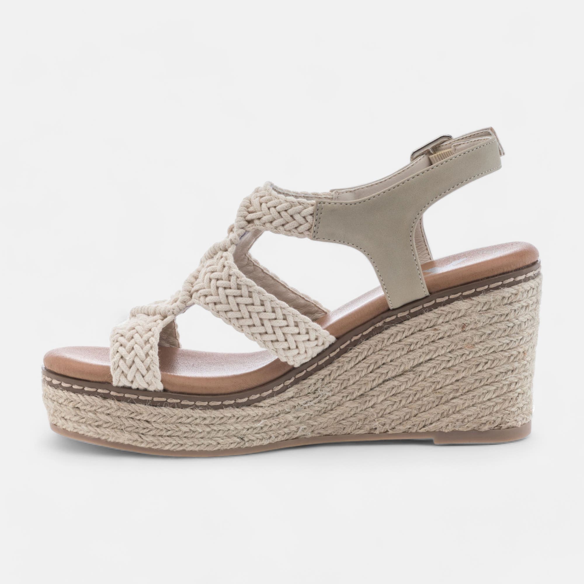 Espadrilles à talon compensé Femme beige