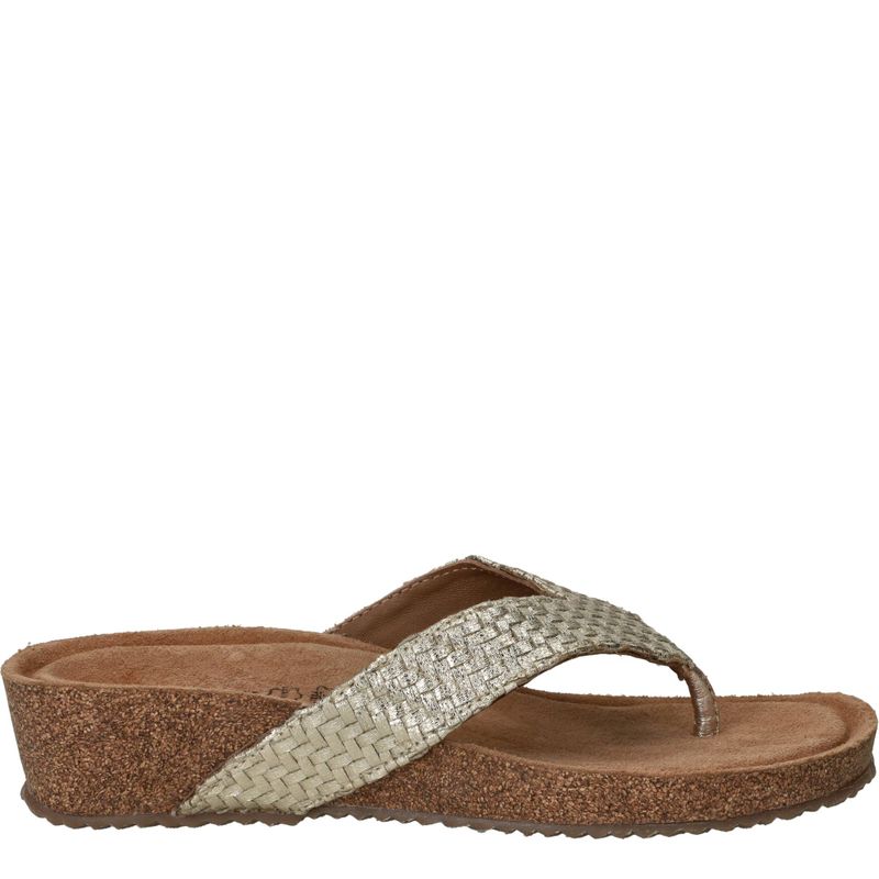 Lazamani Leia Tjoe Wedge Slippers Goud Dames