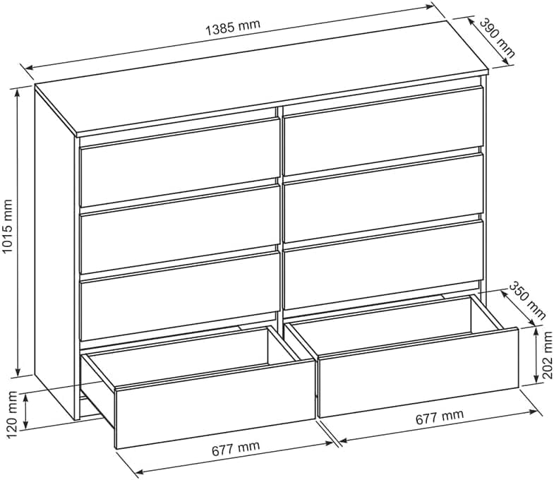 meble masztalerz Kommode 120 cm Breit - Modernes Sideboard - Schrank mit 8 Schubladen - Schubladenschrank - Kommodenschrank für Wohnzimmer, Flur, Schlafzimmer - Anthrazit 120x101,5x39 cm