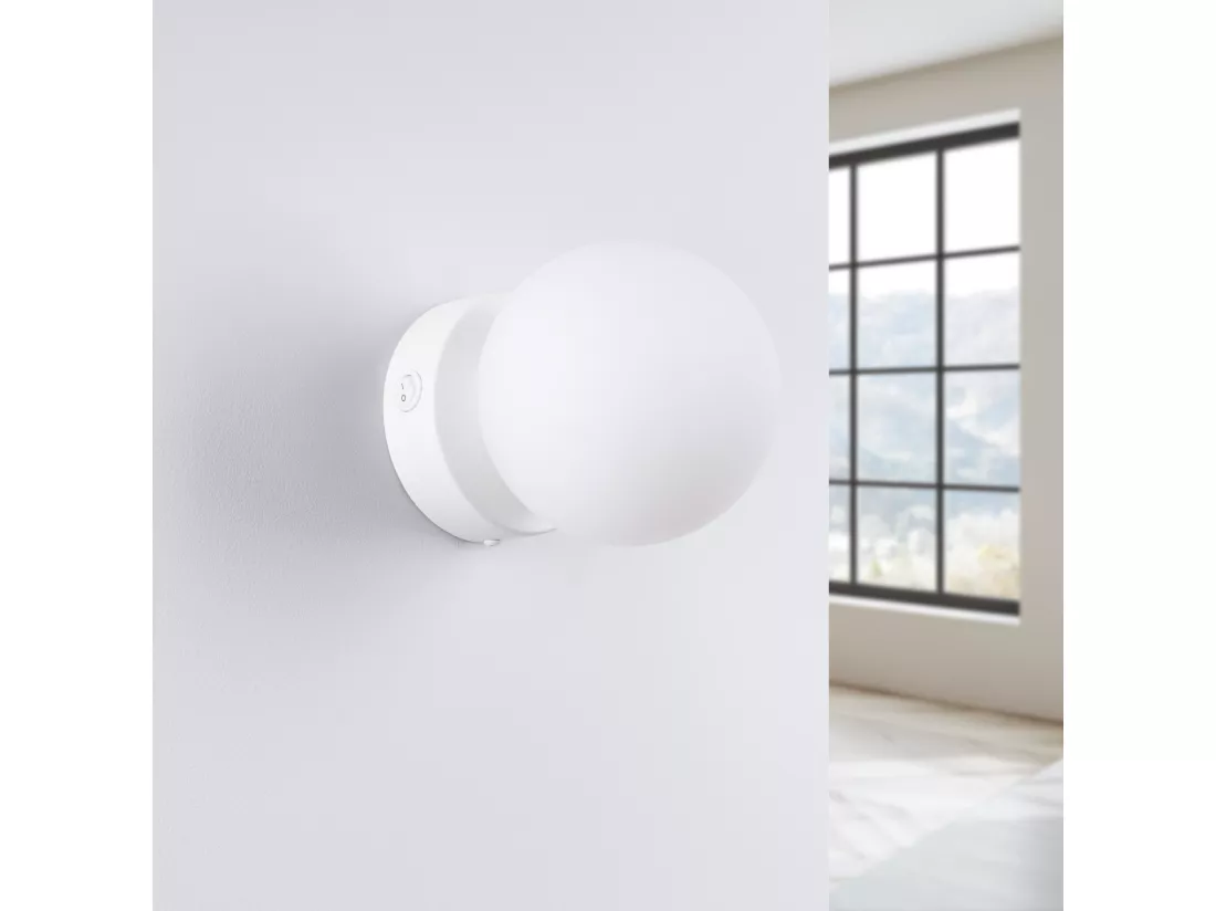 Applique Yoli moderne en acier/verre - 1 sources lumineuses - L.12 x H.12 cm - blanc