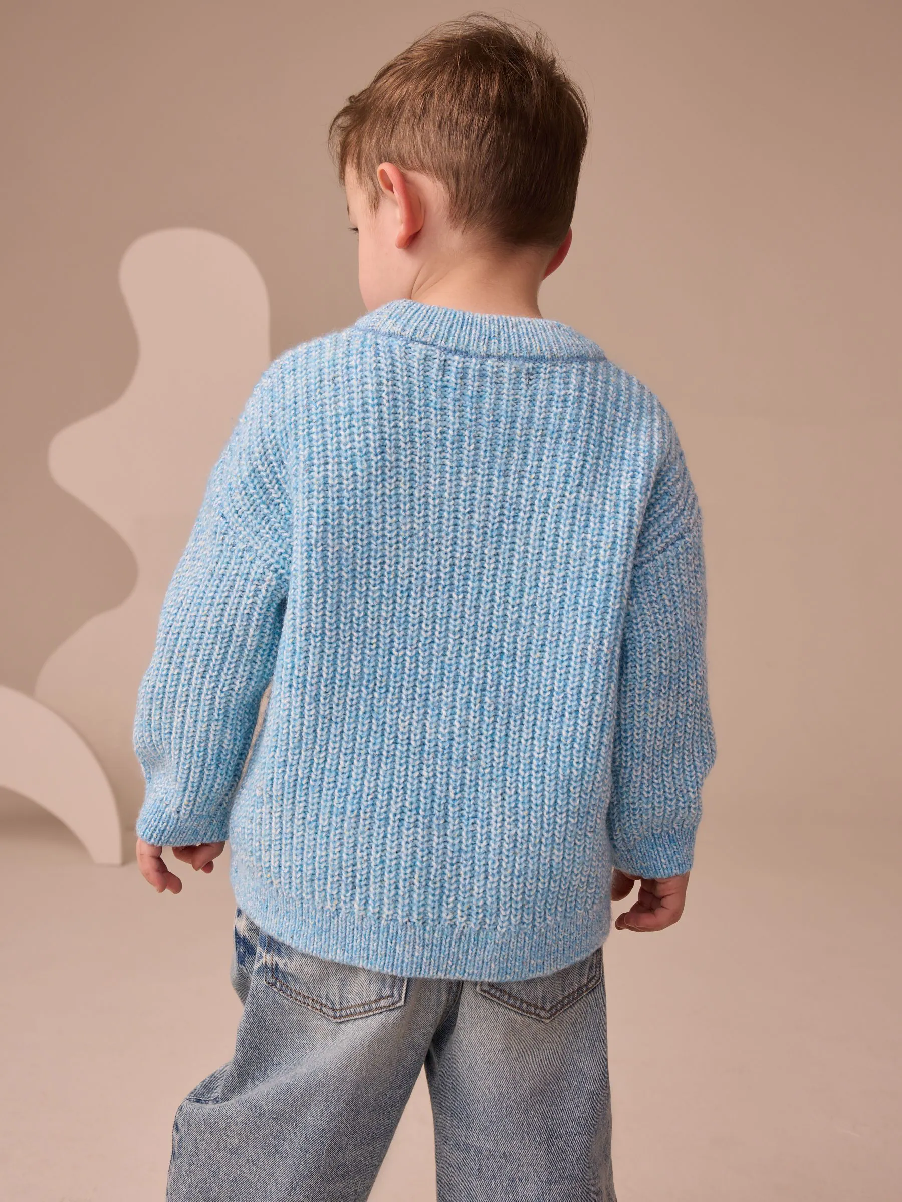Blauw - Gebreide trui met ronde hals (3 mnd - 7 jr)