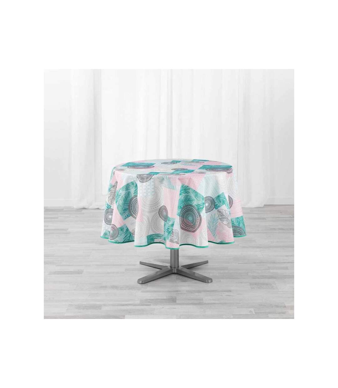 Nappe Antitache Ronde Peachy 180cm Bleu & Rose