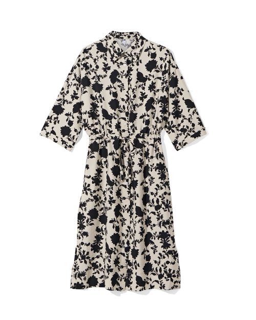 robe boutonnée Isabel fleur pour femmes noir