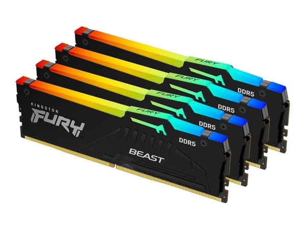 Kingston FURY Beast - DDR5 - sett - 128 GB: 4 x 32 GB - DIMM 288-pin - 5200 MT/s / PC5-41600 - CL40 - 1.25 V - on-die ECC