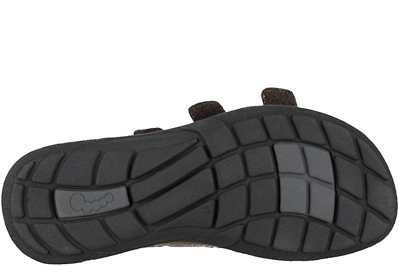 NEW FEET SANDAL I BRUNT OLIERET SKIND MED HÆLKAPPE