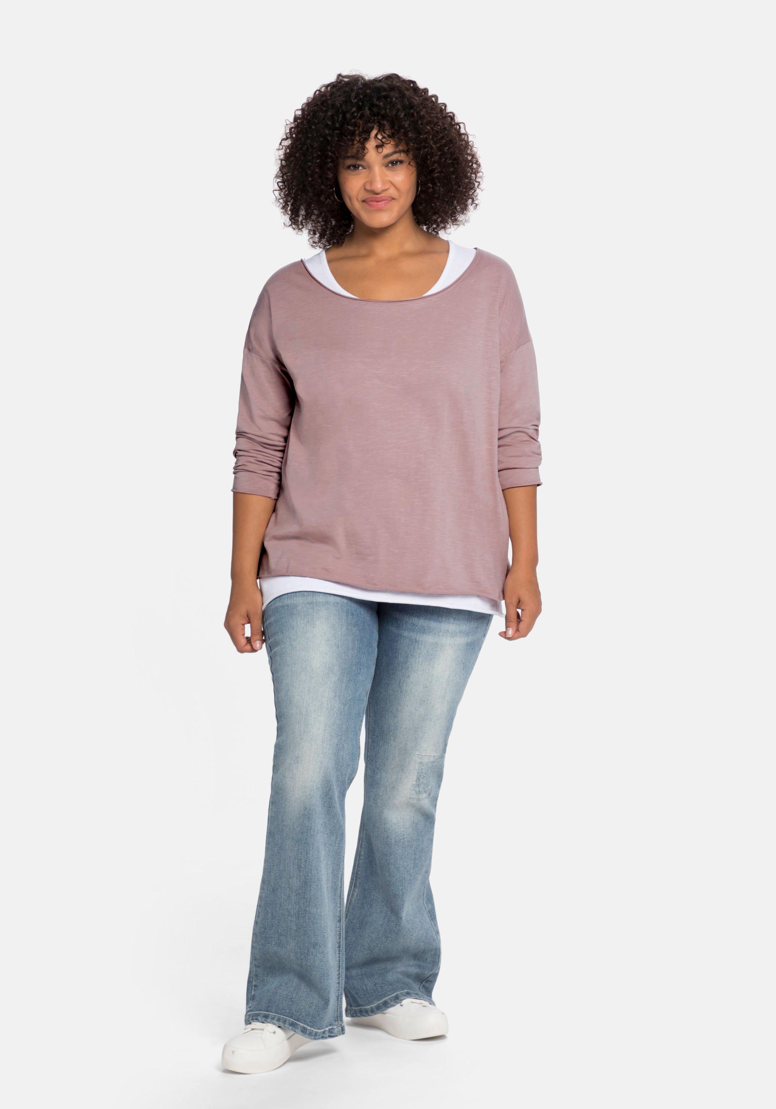 Langarmshirt im Layeringlook, mit Rollkanten