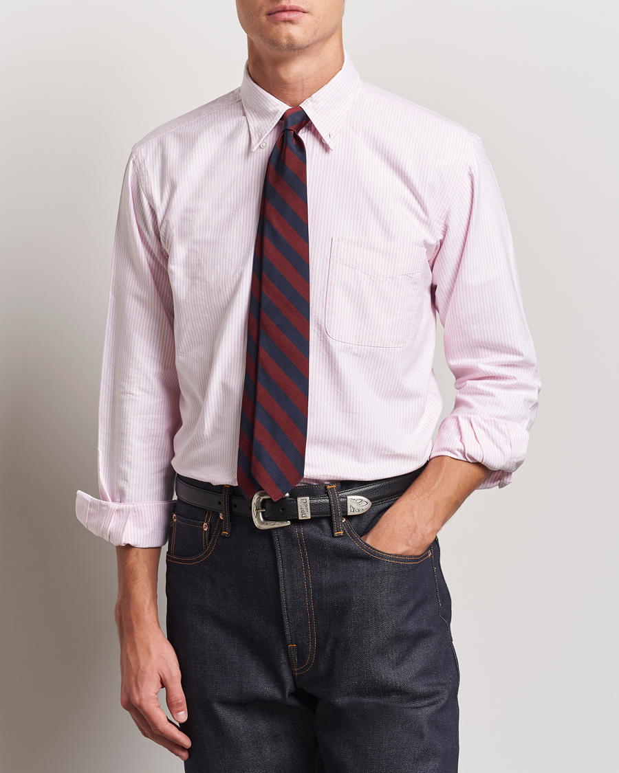 Kamakura Shirts Vintage Ivy Oxford Button Down Shirt Pink Stripe