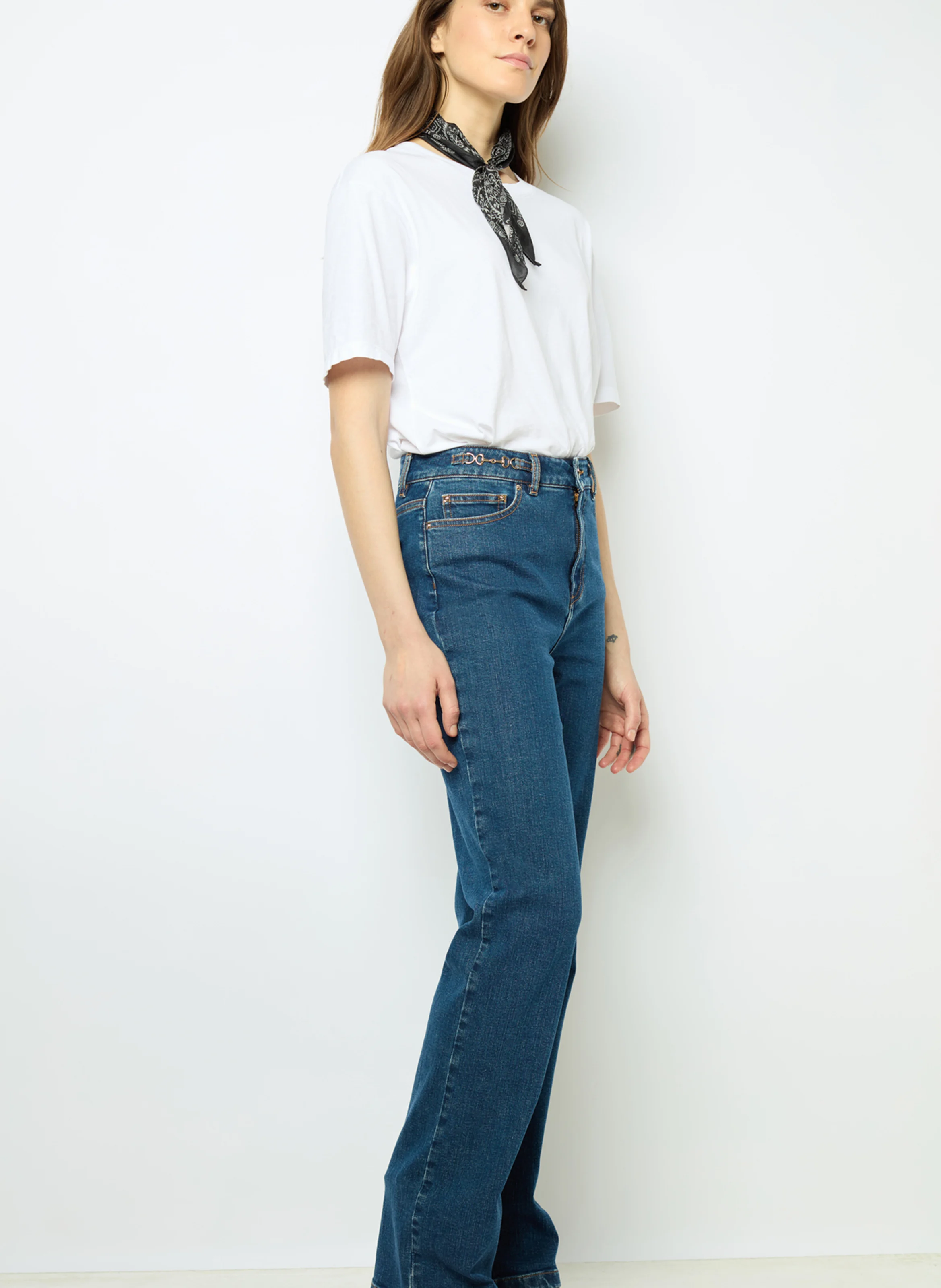 NAIADE - Jean boot-cut taille haute | Bleu
