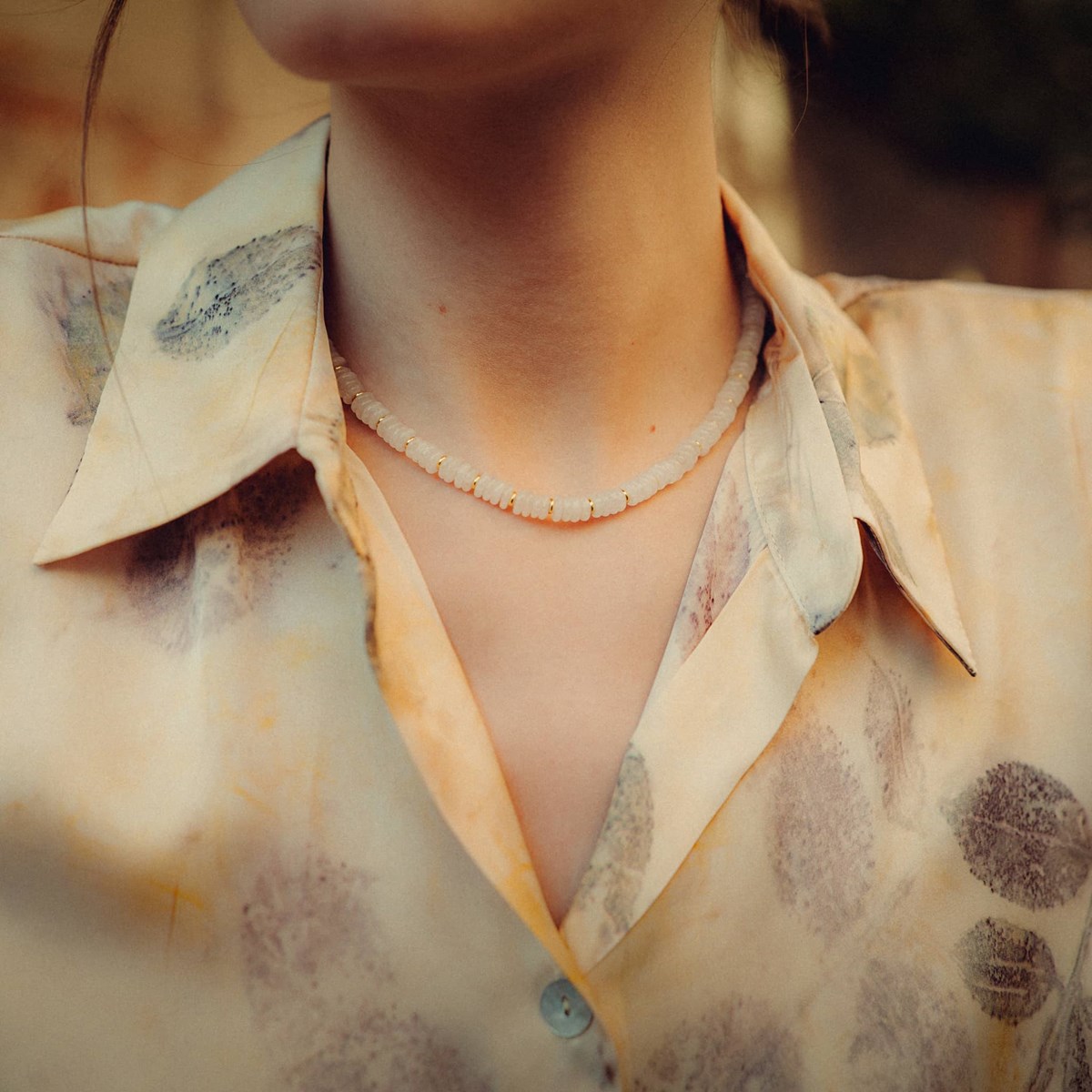 Collier Blima en pierres Jade blanc