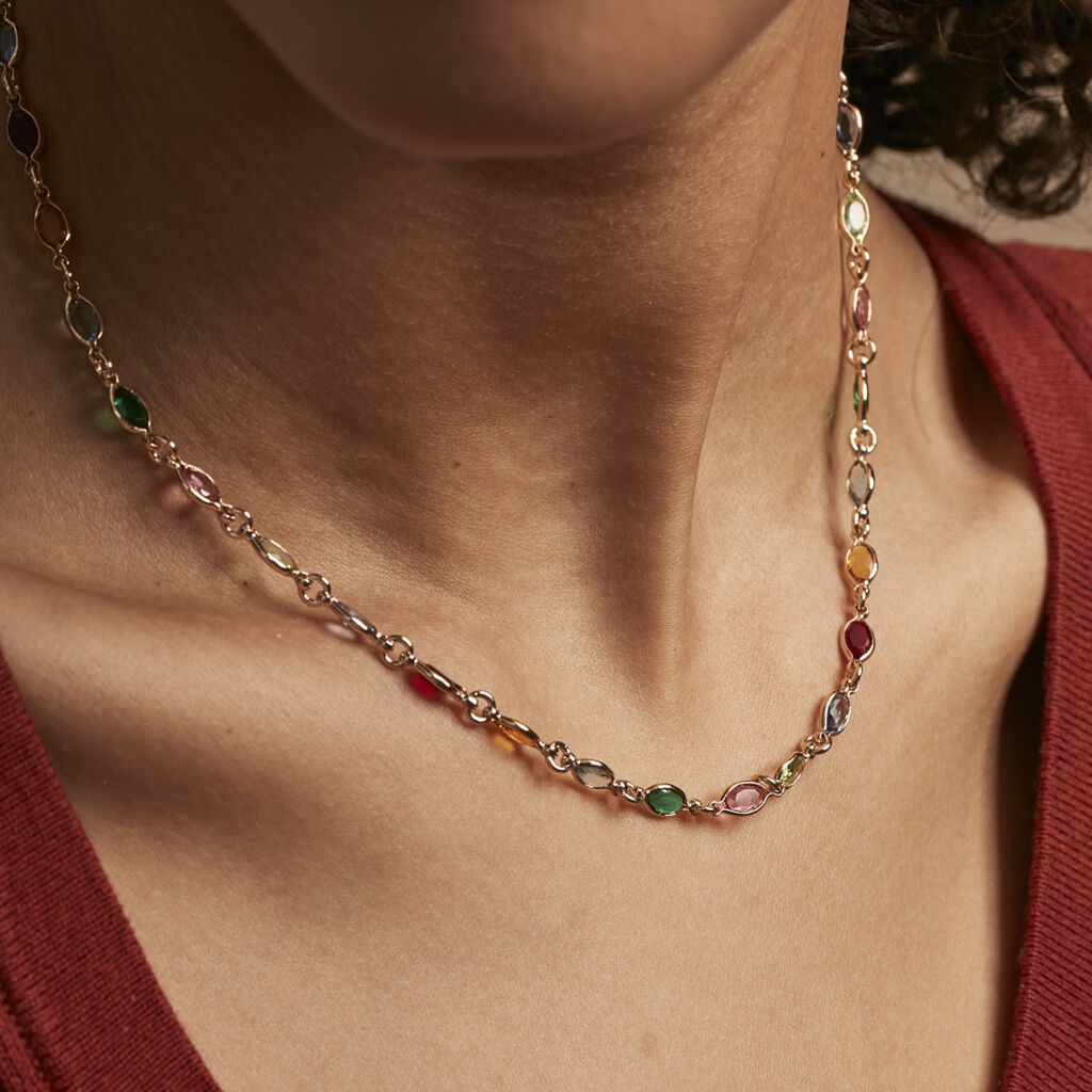 Collier Ilvaae Plaqué Or Jaune Pierre De Synthese