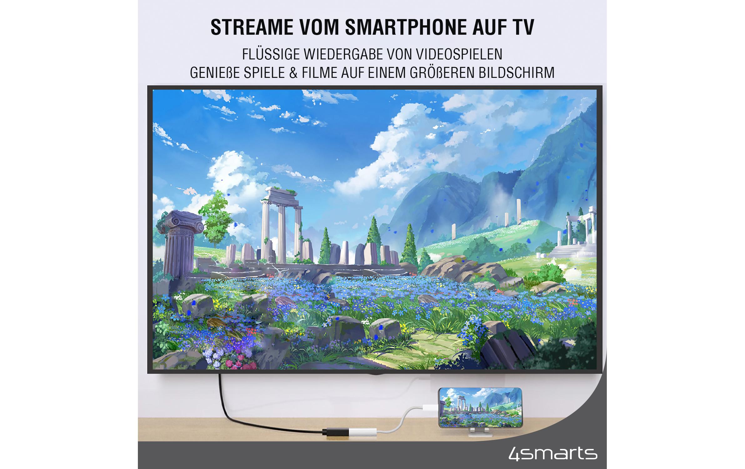 Adapter 4K 60Hz USB Type-C - HDMIUSB-C auf HDMI Kabel female 15 cm weiss, 4K-Unterstützung, Case Friendly