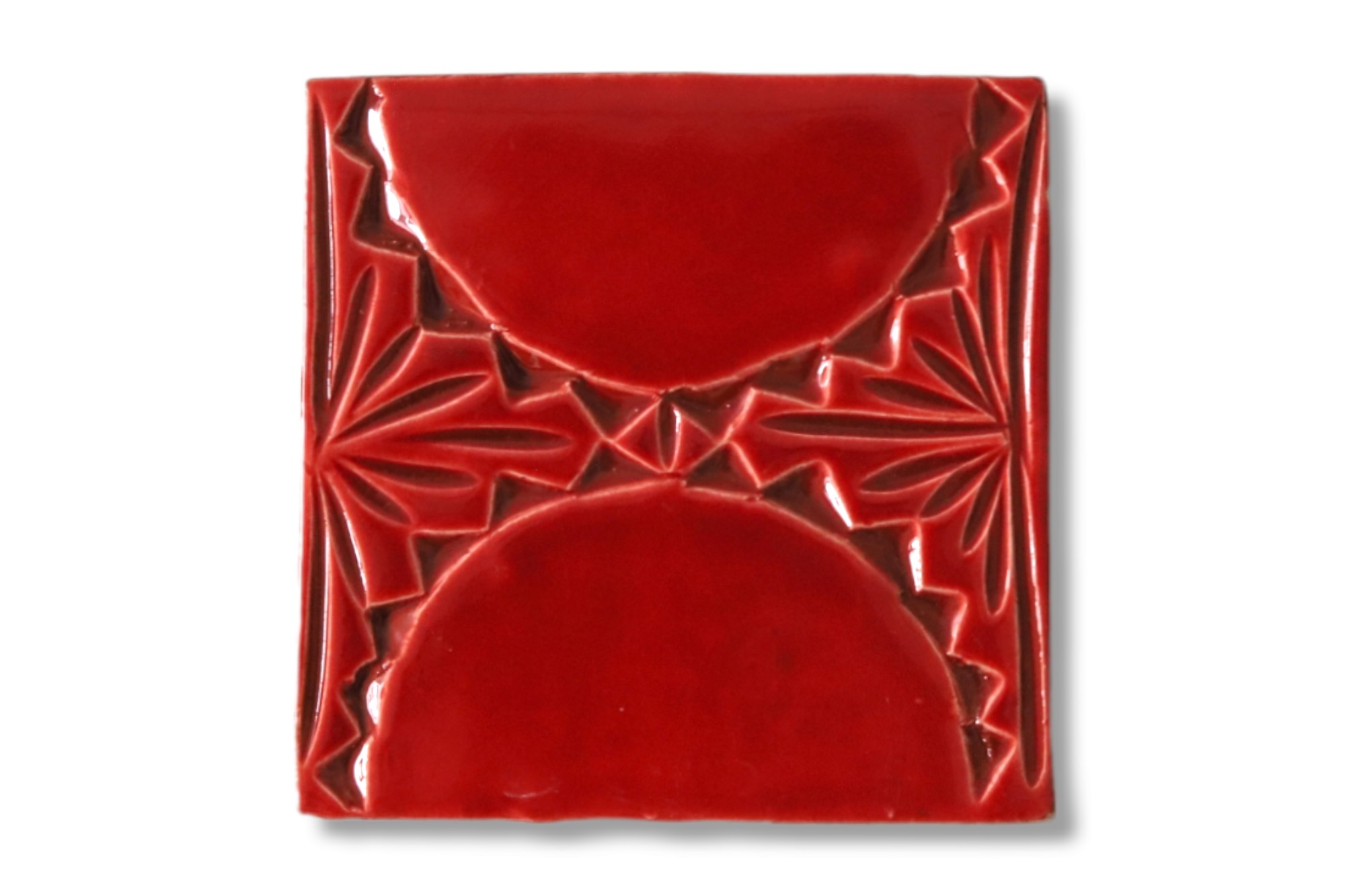 Kachel 'soleil rouge', rot, T 10 cm, B 10 cm, H 1 cm von fischer's lagerhaus