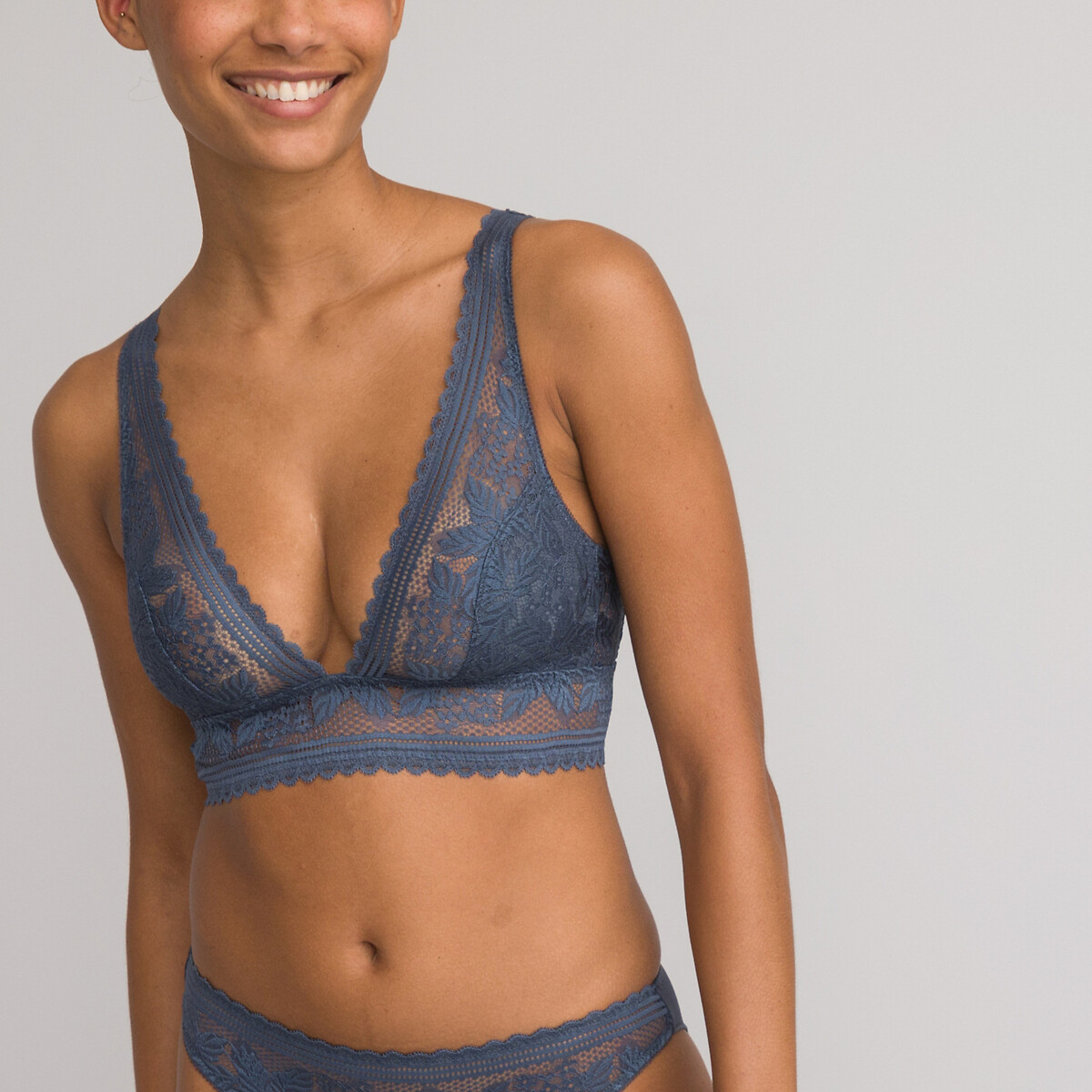 COLEÇÕES LA REDOUTE<br>Vestido slip exclusivo em renda e microfibra, JEANNE