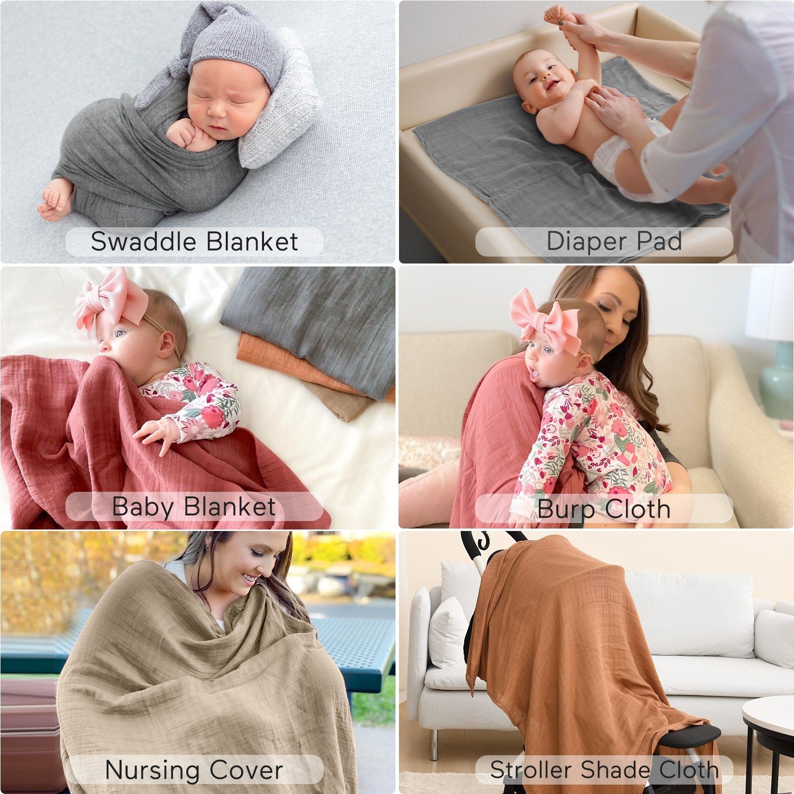 Momcozy Musselin Swaddle Blanket einfarbig