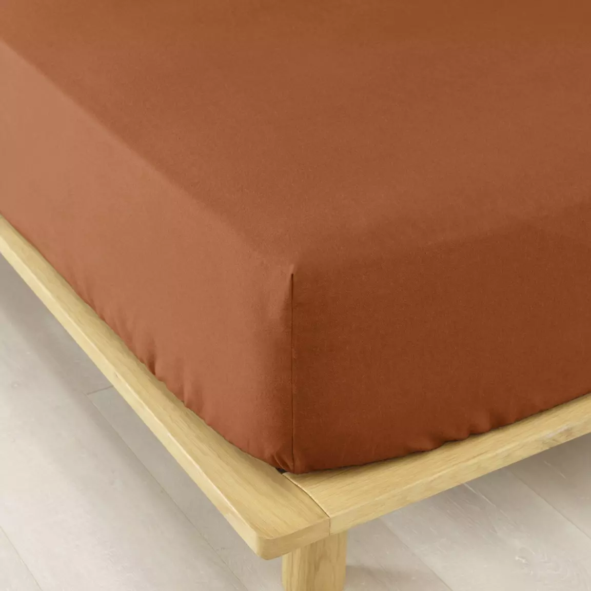 Drap housse flanelle de coton (140 x 190 cm) Théa Terracotta