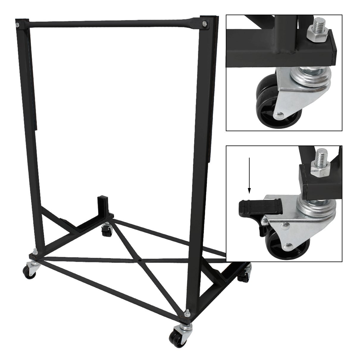 ECD Germany Hardtop Stand met 4 vergrendelbare wielen incl. hoes - Zwart - Gemaakt van gepoedercoat staal - Hardtop Stand Hardtop Houder Opbergtrolleyhoes Beschermhoes