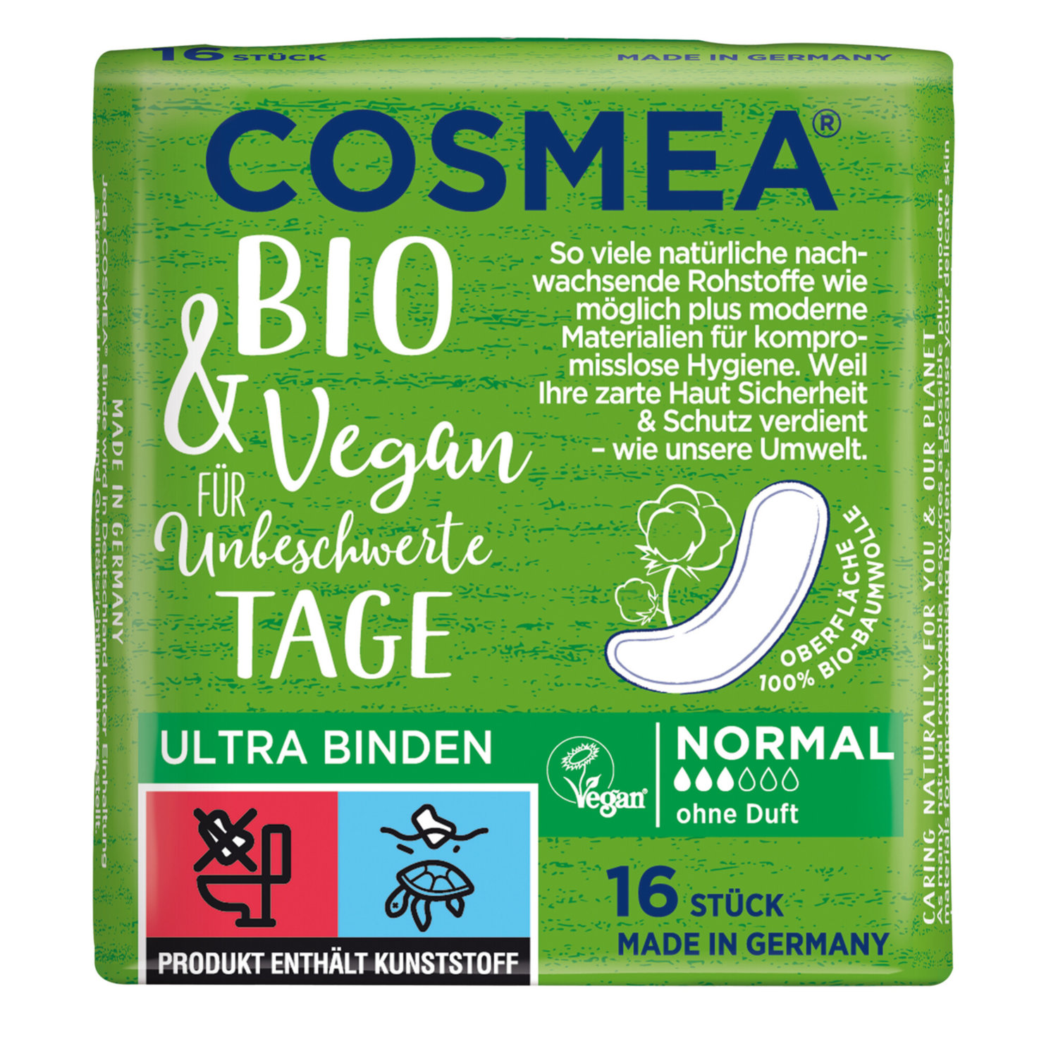 COSMEA Bio Ultra Binden Normal 16 Stück