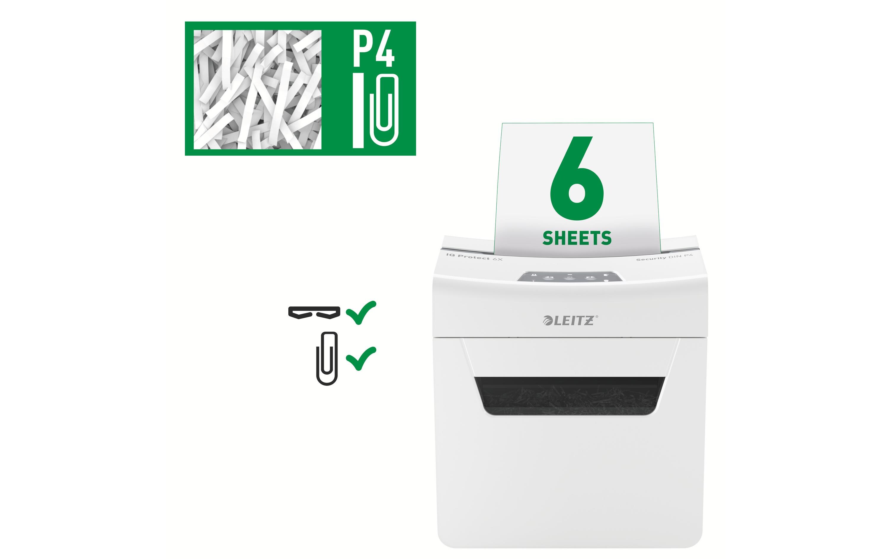 Aktenvernichter IQ Protect Premium 6X , P-4, 6 Blatt<br>Manueller Dokumentenvernichter mit Partikelschnitt für die sichere Vernichtung vertraulicher Unterlagen