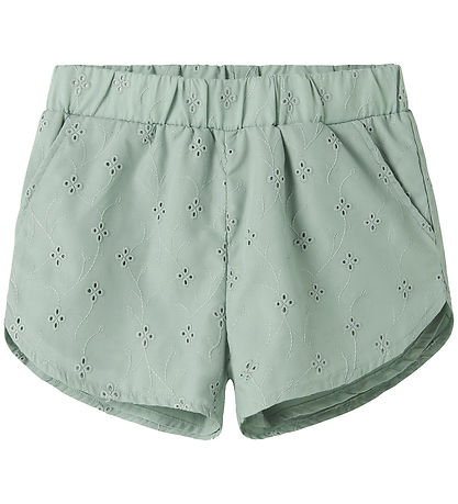 Name It Shorts - NkfVioleta - Aqua Grau m. Strickerei Anglaise