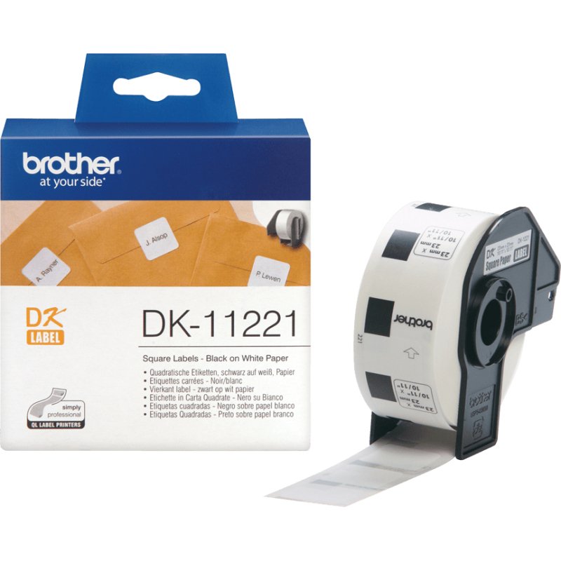 Brother DK-11221 - Rouleau d'étiquettes original – Noir sur blanc, 23 x 23 mm
