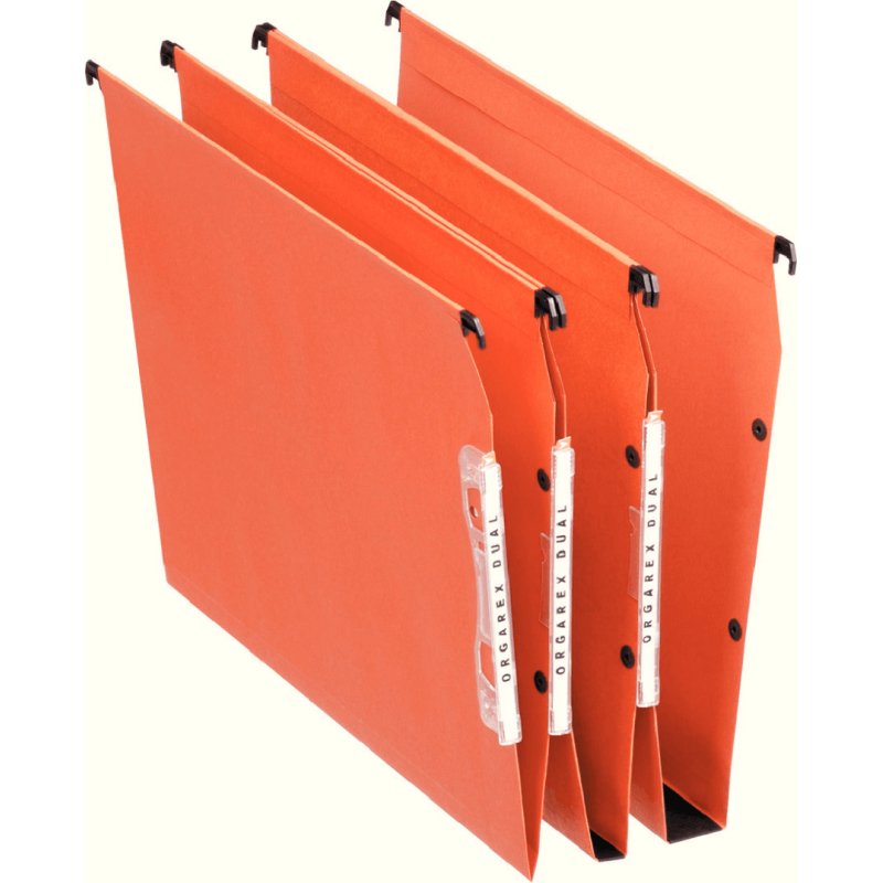 Dossier suspendu esselte dual kraft lmg 220g armoire entraxe 330mm h275mm fond 15 coloris orange boîte 25 unités