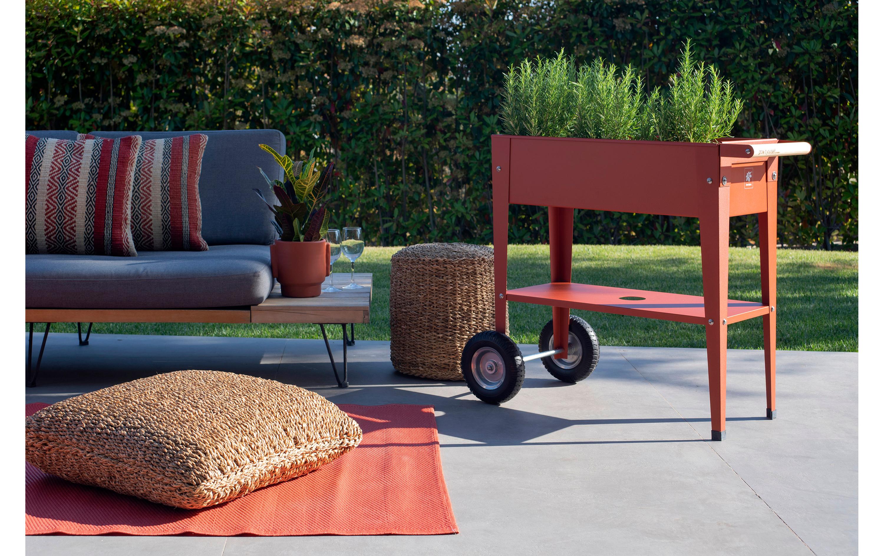 Hochbeet Urban Garden Trolley 75 x 35 x 80cm, Rot<br>Mobiles Beet